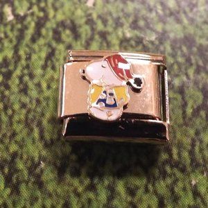 Snoopy in pajamas gold 9mm stainless steel Italian charm bracelet link new